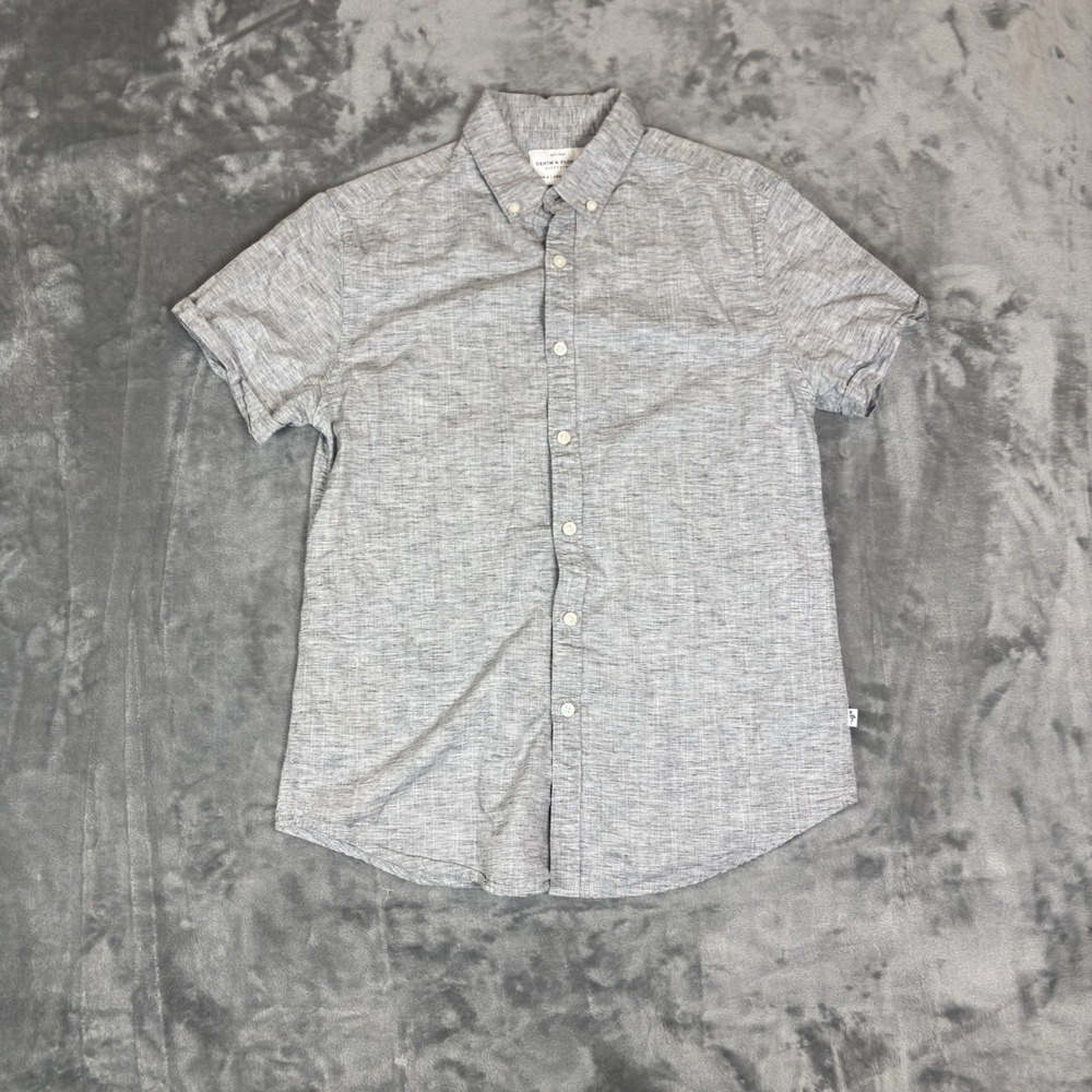 Denim & Flower Ricky Singh Button Down Shirt Slim Fit Mens Small Gray